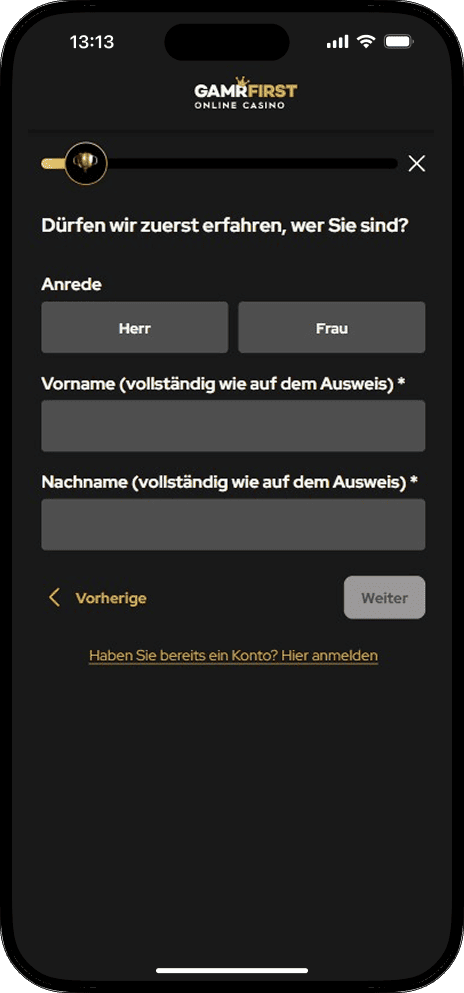 Gamrfirst Registrieren